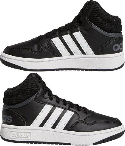 adidas Hoops 3.0 Mid Basketball Shoe, Core Black/White/Grey Six, 6.5 US Unisex Big Kid in Saudi Arabia