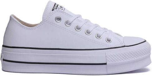 Converse Women's Chuck All Star Lift Clean Ox Sneakers, White/Black, 9.5 Medium US in Saudi Arabia