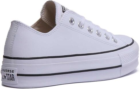 Converse Women's Chuck All Star Lift Clean Ox Sneakers, White/Black, 9.5 Medium US in Saudi Arabia