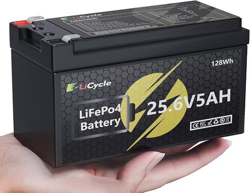 24/25.6V 5Ah LiFePO4 Lithium Battery 4000+ Deep Cycles Rechargeable Battery for UPS, Solar Panel, Power Wheels, Kayak Fish Finder, Scooter, RV, Marine - Safe & Lightweight Design in Saudi Arabia