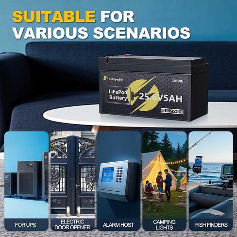 24/25.6V 5Ah LiFePO4 Lithium Battery 4000+ Deep Cycles Rechargeable Battery for UPS, Solar Panel, Power Wheels, Kayak Fish Finder, Scooter, RV, Marine - Safe & Lightweight Design in Saudi Arabia