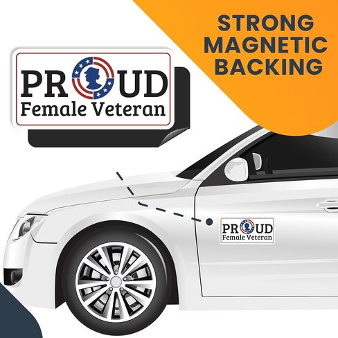 Magnet Me Up Proud Female Veteran Military Magnet Decal, 6.5x3 Inch, Perfect for Car, Truck, SUV, Magnetic Surface, Gift, in Support of Women Veterans, Service Active Duty, Made in USA in Saudi Arabia