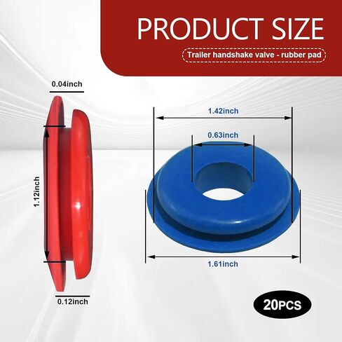 20 PCS Glad Hand Seal Thick, Gladhand Washers Rubber Seals Gasket, Air Hose Glad Hands Grommets Round Gaskets, for Semi Trucks Trailers Brake Air Hose (Red & Blue) in Saudi Arabia