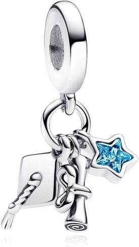 925 sterling Silver Pendant Charm 2025 التخرج معلقات Pink Blue Heart سحر مناسبة للنساء سوار التخرج التخرج الهدية التذكارية in Saudi Arabia