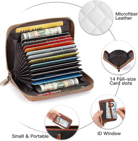 FALAN MULE Credit Card Holder Wallet RFID Blocking Leather Small Wallet for Women with Wristlet in Saudi Arabia