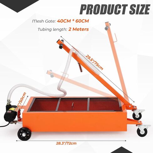 15 Gallon Electric Oil Drain Pan, Low Profile Oil Drain Pan with 110V Electric Pump, Oil Change Pan with 8 Ft Hose and T Folding Handle, Rolling Oil Drain Cart for Truck, RVs, SUVs in Saudi Arabia