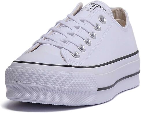 Converse Women's Chuck All Star Lift Clean Ox Sneakers, White/Black, 7.5 Medium US in Saudi Arabia