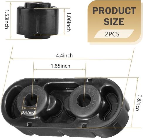 2 PCS Exhaust Muffler Hanger Insulator, Rubber Exhaust Hangers, Muffler Tailpipe Hanger Replace #15092802, Compatible with Silverado Sierra 1500 2500 3500 Yukon Tahoe Express Suburban (Black) in Kuwait