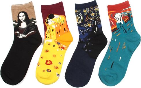 Funny Famous Painting Patterned Art Socks for Women - Funky Cute Cool Crew in Saudi Arabia
