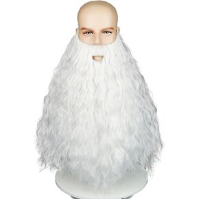 Probeauty Fake Beard Men Fake Mustache with Elastic Band Long Curly Mustache for Halloween Costume Cosplay Party