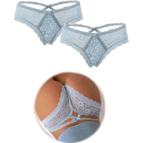 OhmyDear Women's Plus Size Sexy Lace Thong Floral Criss Cross Cross Banties Tangas Tangas Brucks XS-4XL