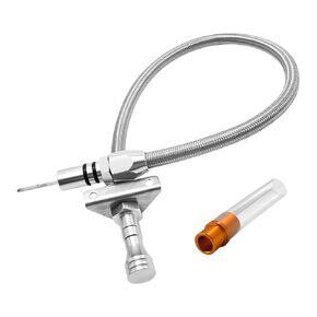 29.5 inch Silver Stainless Transmission Dipstick Tube Fit for GM TH350/TH400 Dipstick Turbo 350/400, with Firewall Mounted Stainless Steel Braided Hose