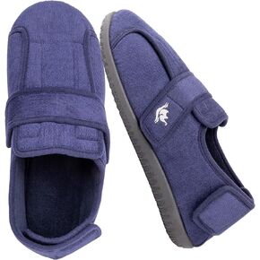 Men's Wide 80-D Memory Foam Diabetic Slippers with Adjustable Closures Breathable Washable Indoor/Outdoor House Shoe w/Anti Slip Sole