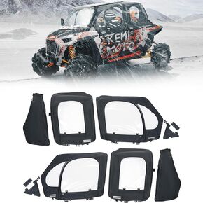KEMIMOTO Soft Upper Doors With Steel Door Frame Compatible with Polaris RZR XP4 1000 2019-2023, Waterproof Tear-Resistant Embossed PVC Oxford fabric Cab Enclosure Side Window Replace 2884332