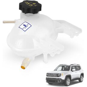 Front Engine Coolant Reservoir Radiator Expansion Tank Compatible With Jeep Renegade 2015-2018 1.3L 1.4L 2.4L, Fiat 500X 2016-2018 2.4L Replace# 603-841 68327756AA 52052767 68250057AC