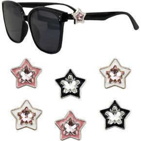 6Pcs Stars Sunglasses Charms, Glass Charm, Multicolour Fashionable and Trendy Accessories for Womens and Grils Gifts, Wear Lightweight and Comfortable Butterfly Decorations Glasses.