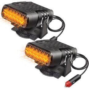 Car Heater- Portable Heater Parts,12V Car Heaters for Vehicle,Windshield Defroster and Defogger,Car Demister That Plugs into Cigarette Lighter for Car, Black,2 Pack