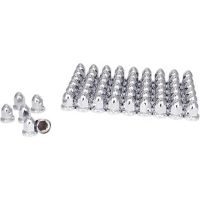 the RAW 60 PCS Chrome Lug Nut Covers for 33 mm Lug Nuts, Push On, Flanged, ASB Plastic Chrome Lug Nut Covers, for Covering 32/33 mm hex Nuts on Wheels, of Trucks, semis, rigs, Trailers, etc.