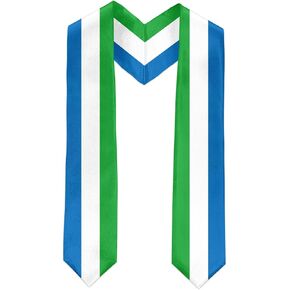 Sierra Leone Flag International Graduate Satin Stole Scarf with National Flag Design 72" Graduation Sash