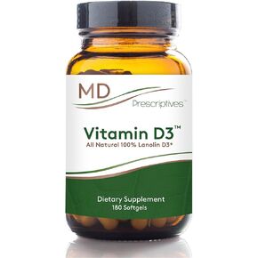 Vitamin D3 180 Gelcaps - Maximum Absorption for Strong Bones, Muscle & Immune Support, Non GMO Vegetarian Softgels, 125 mcg (5,000 IU)
