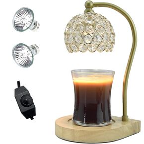 SOKCVSEA Candle Warmer Lamp - Candle Warmers Compatible with Jar Candles, Home Decor Candle Warmer Lamp Glass Crystal Candle Warmer Lamps (Round White)