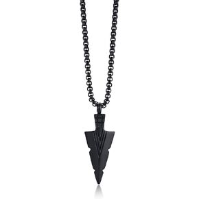 MPRAINBOW Mens Urn Necklace for Ashes,Stainless Steel Tribal Spearpoint Arrowhead Memorial Cremation Pendant,Bereavement Keepsakes Jewelry with 24Inches Box Chain