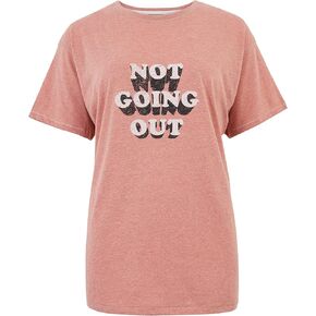 Marks & Spencer Women's Loungewear ''Not Going Out' Slogan Short Sleeve Pajama Sweat Top