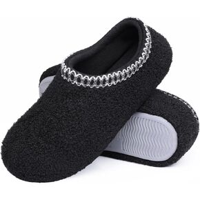 shevalues Women House Memory Foam Slippers Teddy Fleece Bedroom Sock Shoes with Soft Rubber Sole
