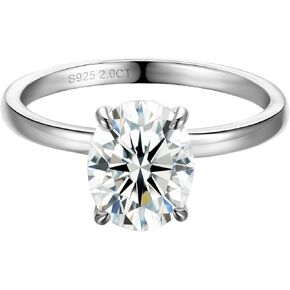 3CT Oval Cut Moissanite Engagement Rings For Women Lab Diamond Wedding Band 925 Sterling Silver Solitaire 18K Gold Plated Promise Rings For Her D Color VVS1 Anniversary Ring Size 4-11