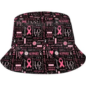 Breast Cancer Awareness Bucket Hat Pink Ribbons Sun Hat Fisherman's Cap for Women and Men