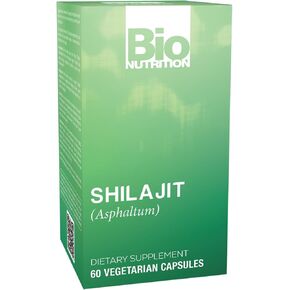 Bio Nutrition Shilajit (Asphaltum), 60 Vegetarian Capsules (500 mg per Capsule