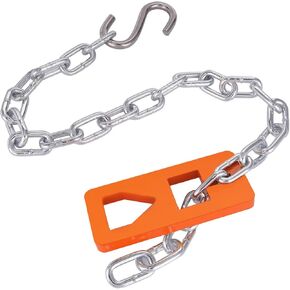 Heavy Duty T-Post Puller Plate Tool with Chain, Use Different Gauges of Chains S Hooks Jacks Tractor Buckets from Ground (Square)