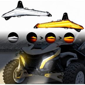 SAUTVS LED Turn Signal Fang Lights for Can-Am Maverick R, Front DRL Auxiliary Accent Lamps with Yellow Flashing Lights for Can Am Maverick R MAX X RS 2024+ Models Accessories
