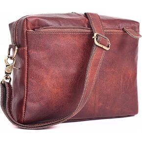 Genuine Leather Crossbody Purse for Women Brown Leather Shoulder Bag with Adjustable Strap, Zipper Closure, Satchel Saddlebag Style, Travel & Everyday Use