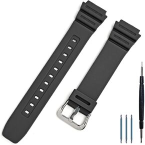 Natural Resin Replacement Watch Band Compatible with Casio W218H W-219H AE1200WH AE-1300WH W800H SGW-300H F-108WH Waterproof Rubber strap