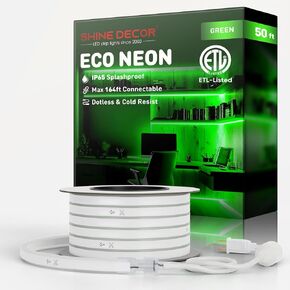 Shine Decor LED Rope Lights AC 120V, Connectable & Cuttable Dotless 120LEDs/M Eco Neon Strip Lighting, ETL IP65 Waterproof & Weather-Resistant for Home Commercial, 8x16mm, 6000K Cool White, 82FT