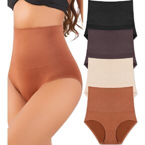 Women's High Waisted Tummy Control Underwear Panties Compression Slimming Seamless Briefs Shapewear 4 Pack