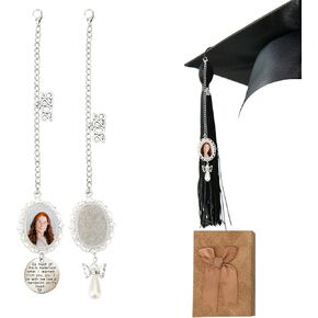 2pcs Graduation Cap Photo Charms 2025, 2 Styles Antique Graduation Cap Memorial Photo Charm Creative Tassel Personalized Custom Decoration Gifts
