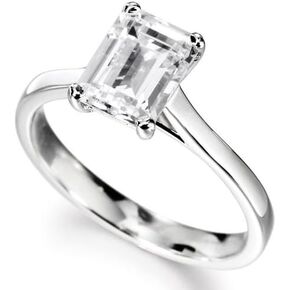 14K White Gold Solitaire Diamond Engagement Ring Emerald Cut (H Color VS2 Clarity 0.44 ctw)