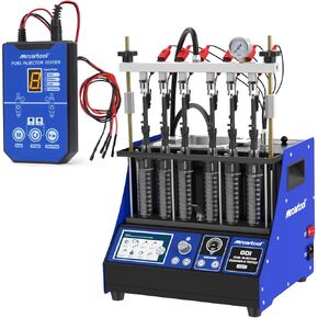 MR CARTOOL V311 Fuel Injector Cleaner Machine, 6-Cylinder Heated Ultrasonic Cleaner Tester, 110V Automotive Fuel System Injection Cleaning Tester Kit with 7 Core Functions for Most Vehicles