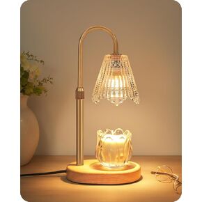 9.8"-13" Candle Warmer Lamp with Timer & Dimmer, Gift for Women, Birthday, Adjustable Height Warming Light for Jar Candles, Modern Dimmable Flower Lamp with 2 Bulbs for Bedroom, Office, Gold