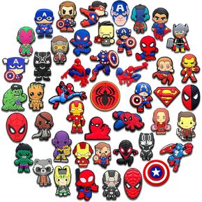 Zanerolan 45Pcs Superhero Shoe Decoration Charms for Clog, Cute Cartoon Charms Accessories for Shoes