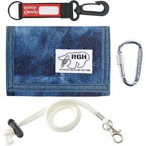 Rough Enough Kids Wallet for Boys Preppy Teens RFID Blocking with Glow in the Dark Lanyard Keychain Unique Tie Dye Blue Canvas