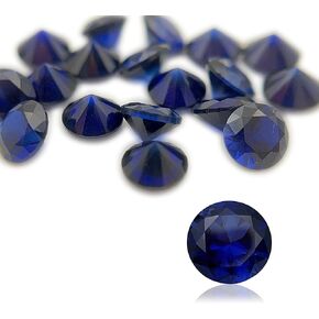 20Pcs Loose Synthetic Sapphire Stone Bulk Wholesale Round Brilliant Cut Royal Blue Corundum Gemstone Lot Faceted Gems VVS Grade (3/3.5/4/4.5/5mm)