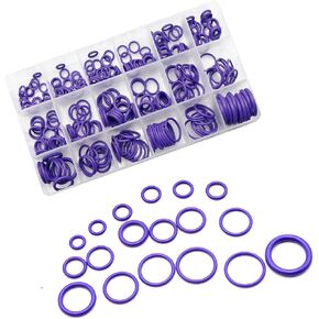 A/C Compressor O-Ring Seal, High Temperature Resistance Flexible Leak-Proof Gasket, Air-Conditioning System Washer Assortment Set with Storage Box, Universal for Most Cars (Green)
