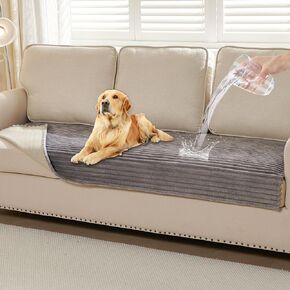 HAOMAIJIA Waterproof Couch Cover for Dogs Washable ,Fuzzy Pet Couch Covers for Sofa ,Thick Soft Dog Bed Cover Non-Slip Couch Covers for 3 Cushion Couch Sofa Pet Friendly (Grey, 35" x 74")