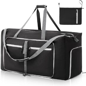 180L Extra Large Foldable Collapsible Travel Duffel Bag for Men Women with Shoe Compartment Lightweight Collapsible Waterproof Luggage for Camping, Gym, Weekender and Family Trips, Black