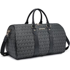 Women's Monogrammed PU Leather Duffel Bag - Scratch-Resistant Waterproof Multi-Pocket Design, Large Capacity Carry-On for Gym Yoga Work Weekender Travel​​