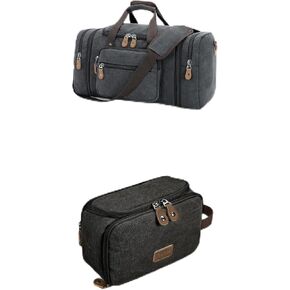 Gonex 60L Canvas Duffle Bag for Travel, Dark Gray & Gonex Water Resistant Canvas Toiletry Bag, Dark Gray