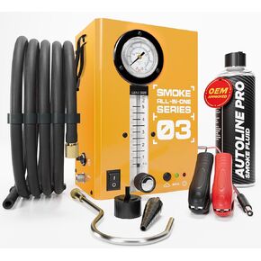 Automotive Smoke Machine Leak Tester for EVAP with Built-in Air Motor and Pressure Gauge – Model 03 - Exhaust Smoke Detector Tools Kit - Car Smoke Machine with Flow Meter and Smoke Fluid, Orange
